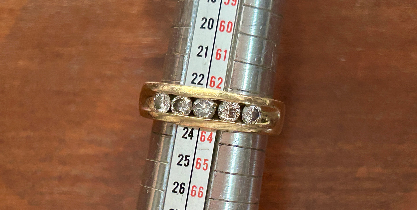 Vintage Men's 14k Yellow Gold 1.25ct Round Channel Set Diamond Band Ring Sz 10