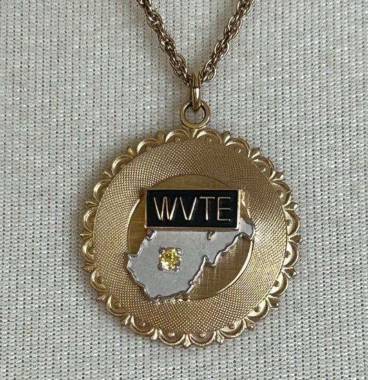 Vintage 12k Gold Filled WVTE West Virginia Tractor Equipment Pendant Necklace