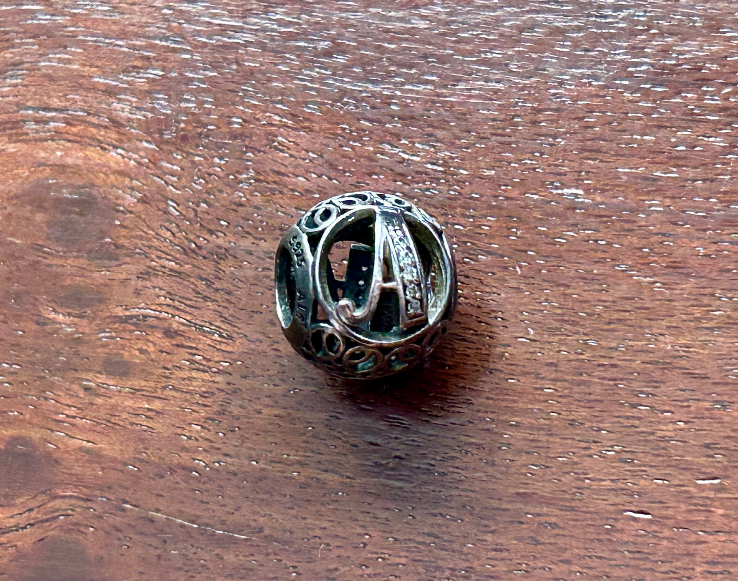 Pandora Sterling Silver 925 Filigreen Letter Monogram Slide A Charm