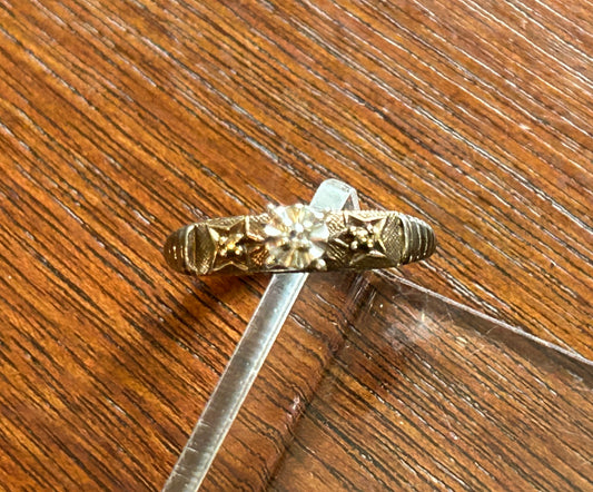 Vintage 10k Yellow Gold Sterling Silver 925 Diamond Engagement Ring