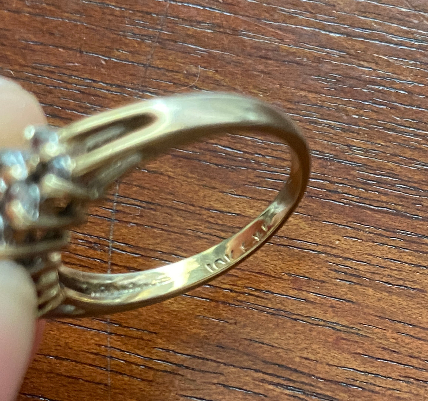 10k Yellow Gold 2 Row Graduating Size Diamond Ring Sz 6