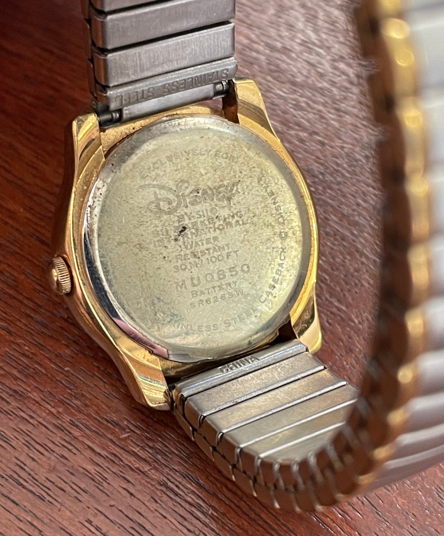 Vintage Disney Mickey Mouse Quartz Gold Silver Tone Wristwatch