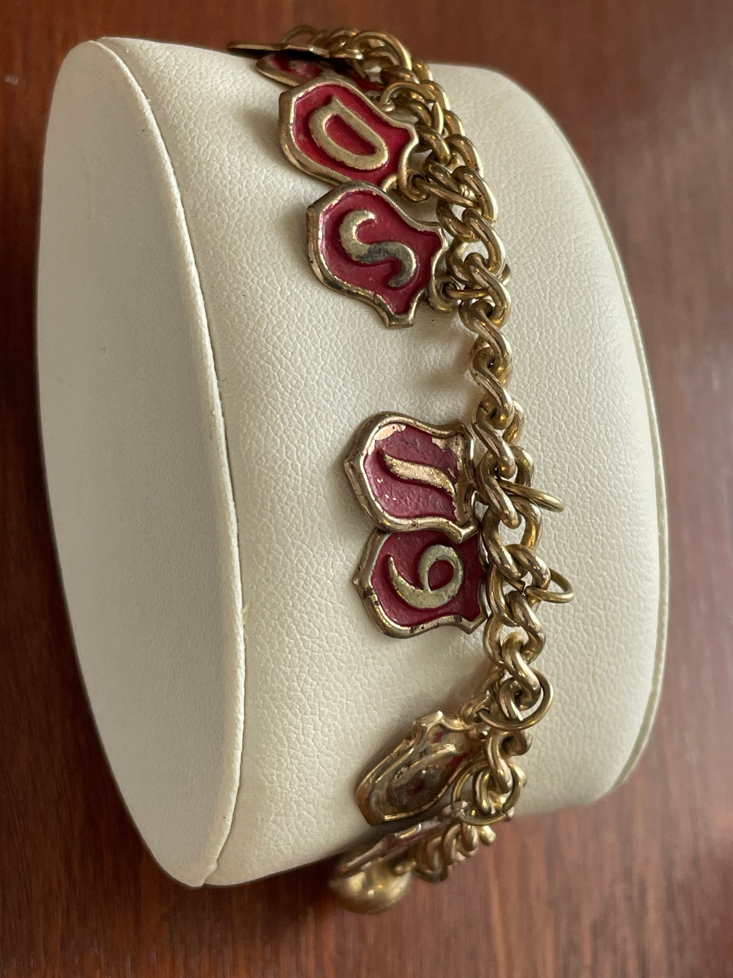 Vintage Gold Tone Reds 1969 Charm Bracelet