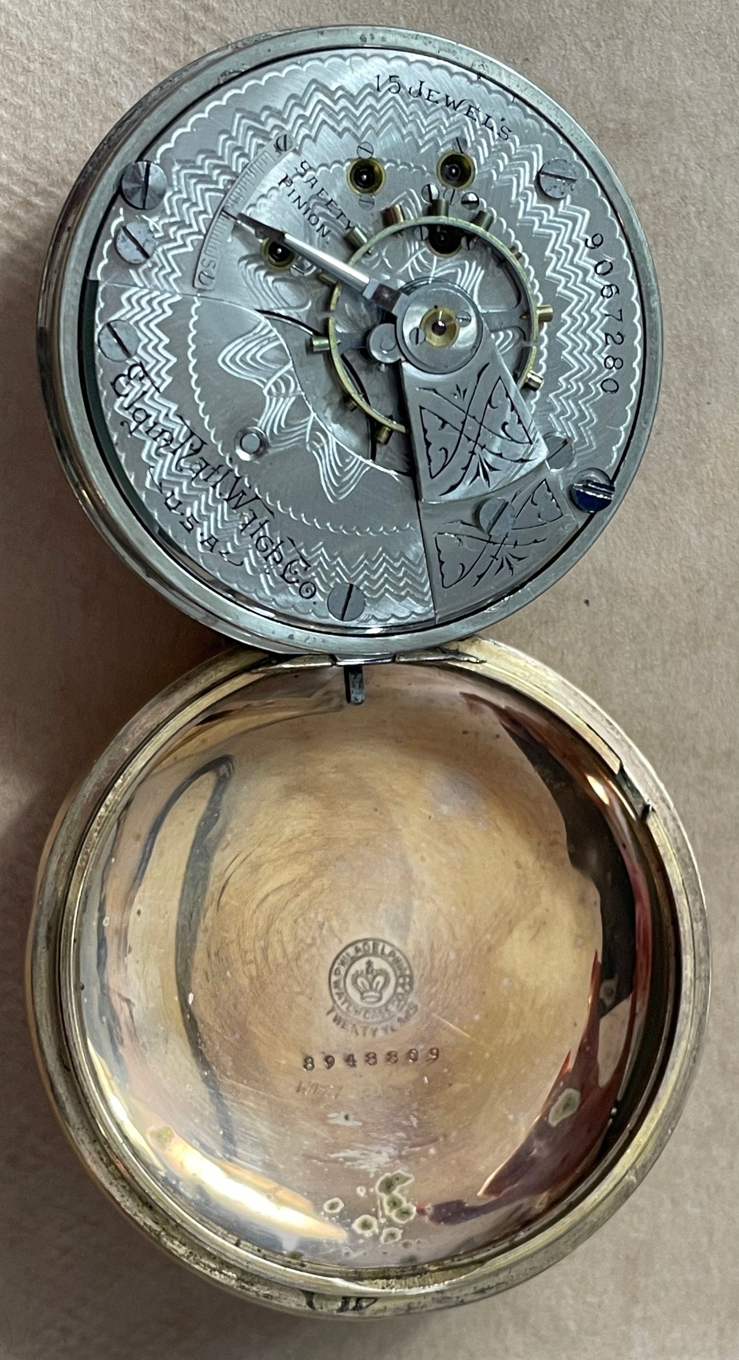 Antique 1901 Elgin Open Faced Pocket Watch 15J Gold Filled 18s