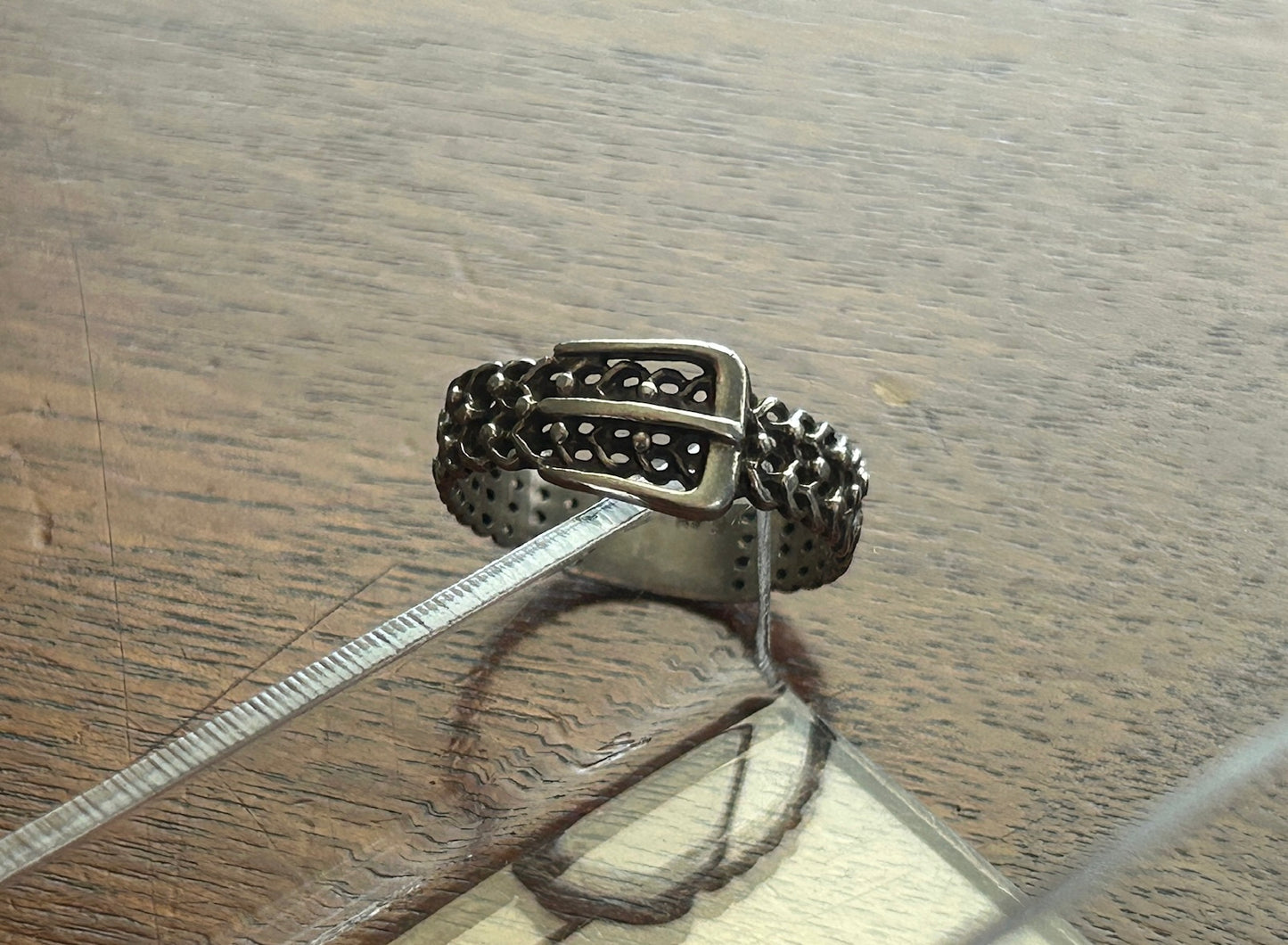 Signed NV Sterling Silver 925 Belt Loop Band Ring Sz 8.5