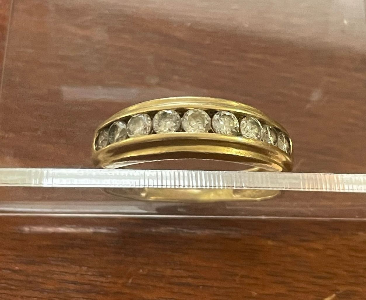 Mens 14k Yellow Gold Channel Set CZ Cubic Zirconia Band Ring Sz 8