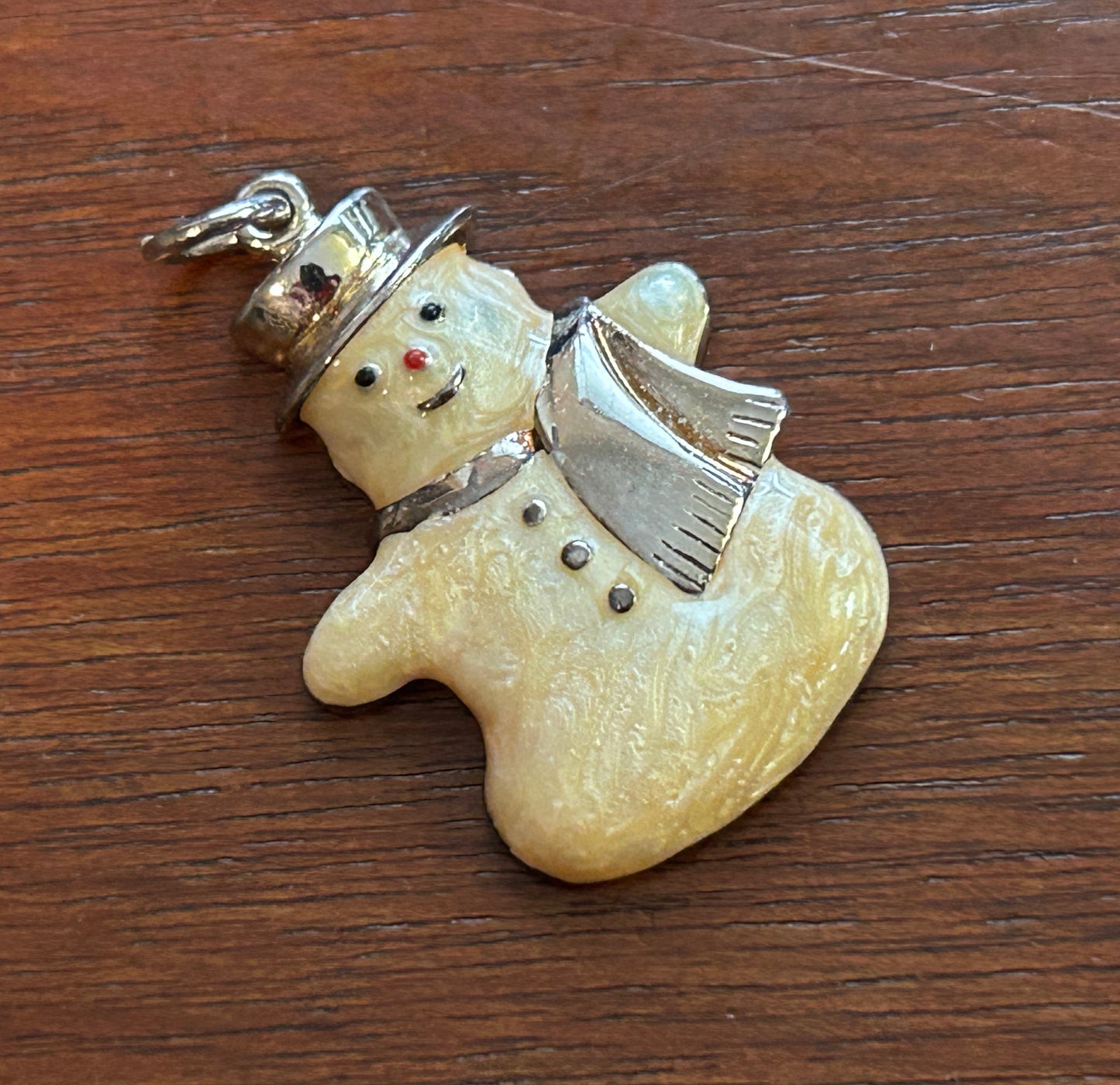 Sterling Silver 925 Enamel Snowman Charm Pendant