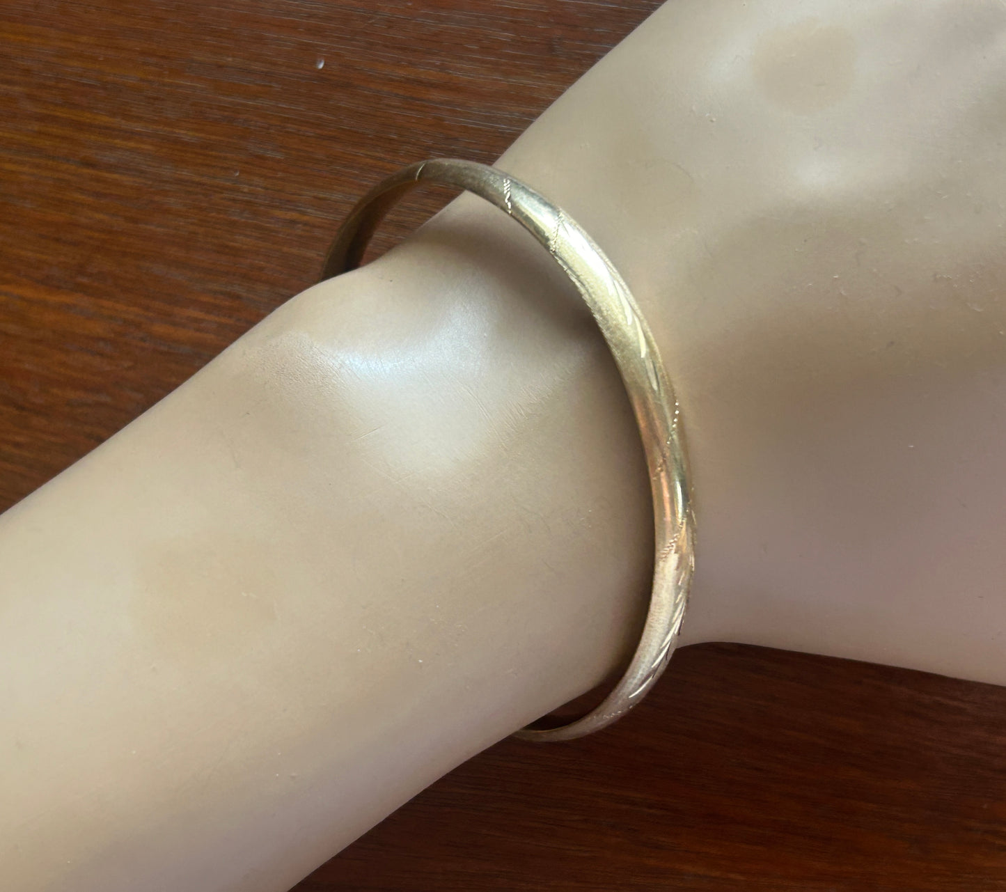 14k Yellow Gold Bangle Bracelet Wheat Design 8.6g