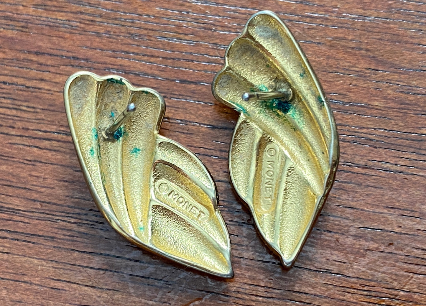 Vintage Gold Tone Monet Pierced Earrings