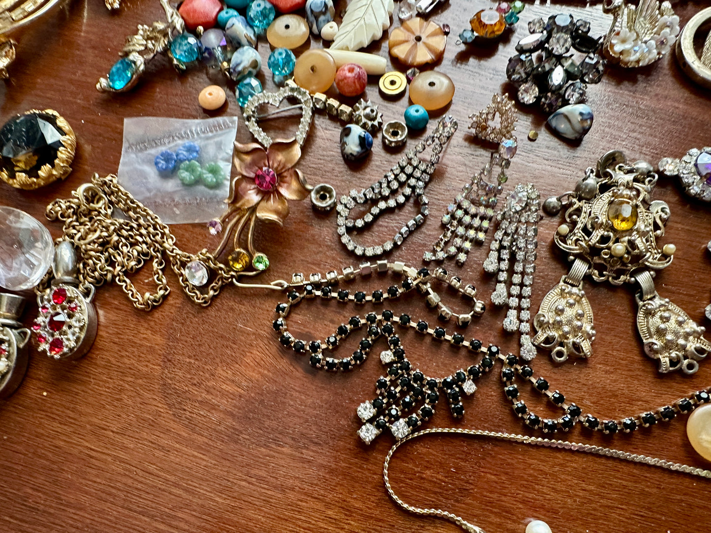 Vintage Jewelry Lot Rhinestone Bead Harvest Craft Cabochon Stone Broken