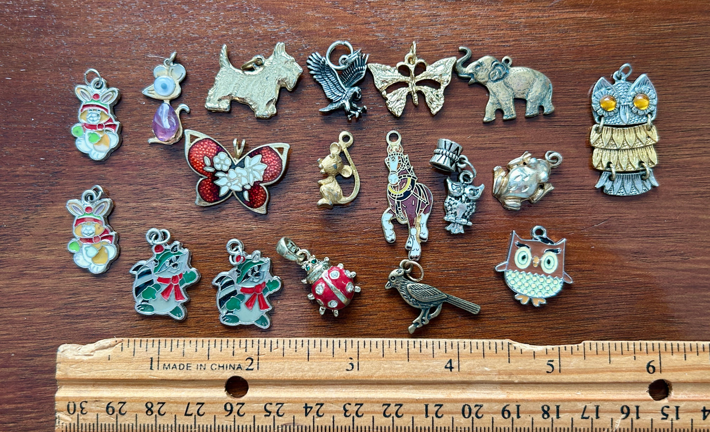 Vintage to Now Lot of Animal Charms Pendants Enamel Cloisonne Horse Butterfly