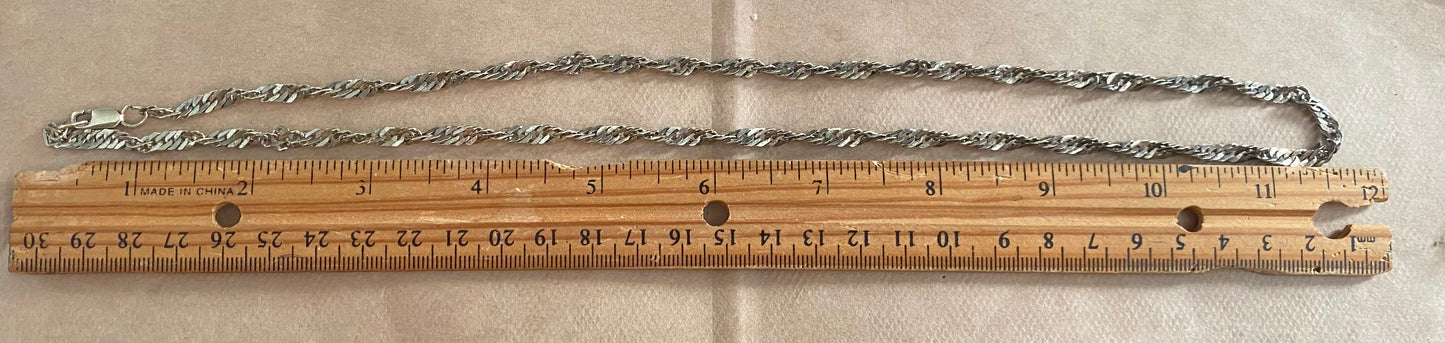 Sterling Silver 925 Twist Chain Link Necklace 24" Long x 5mm Wide