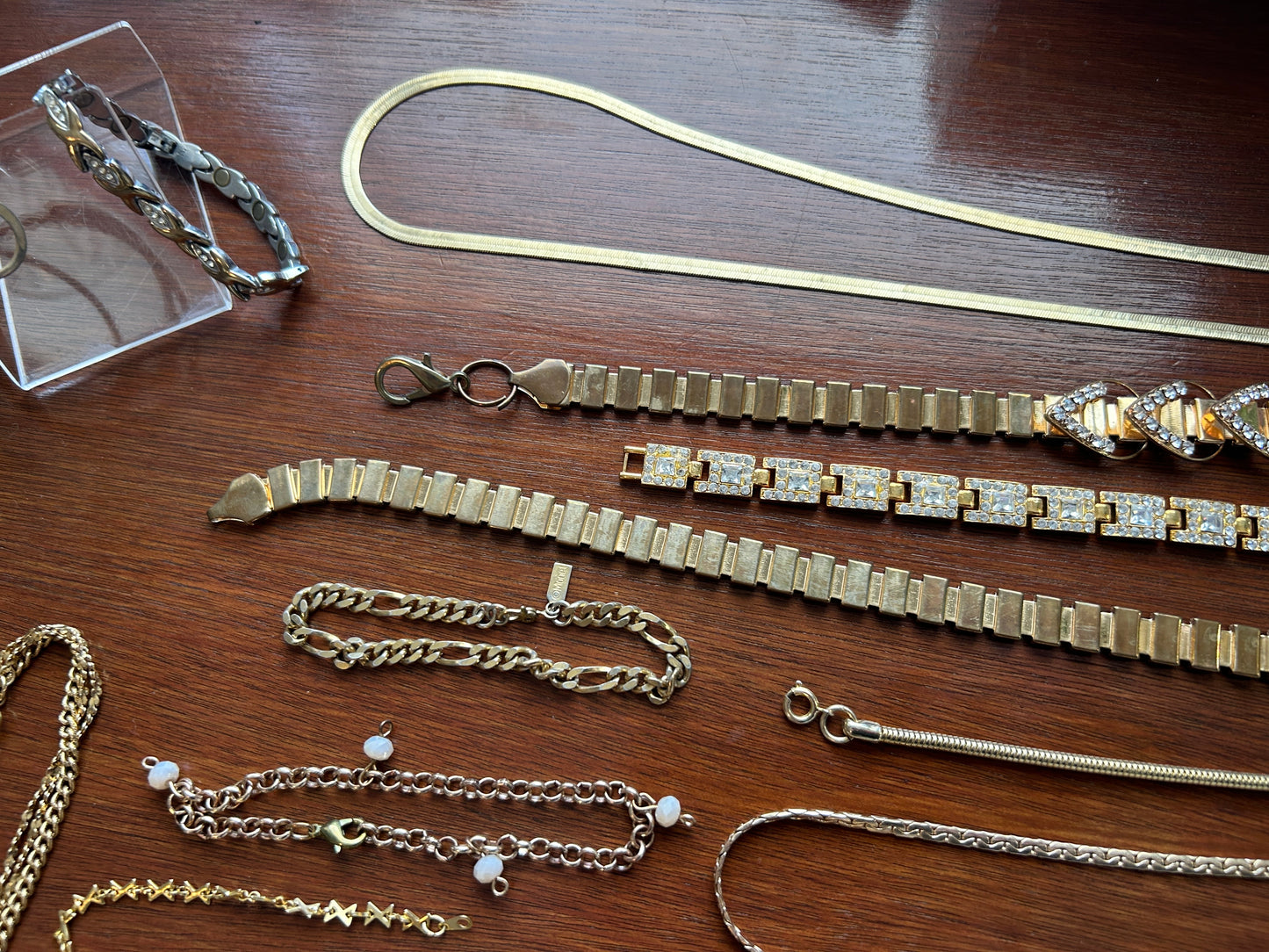 Vintage to Now Gold Tone Jewelry Lot Pendant Chain Necklaces Opal Rhinestones