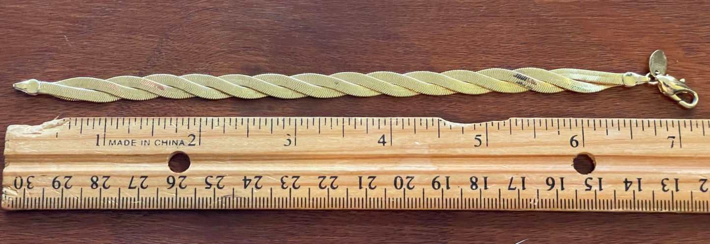 Vintage 18k Electro Gold Plate Twist Chain Bracelet Signed JC Lind