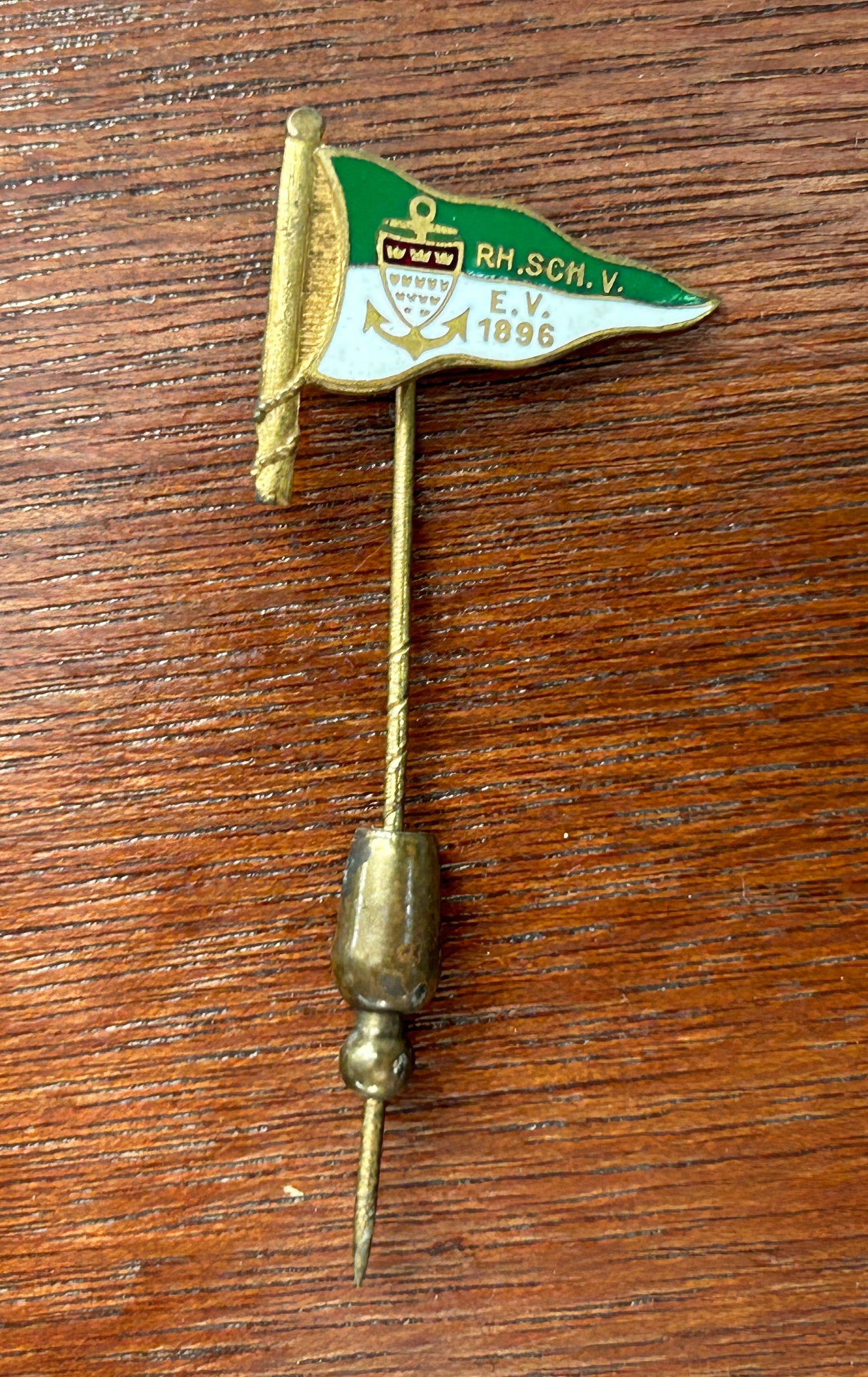 Antique 1896 Rowing Club Federation Stick Pin Enamel RH.SCH.V E.V