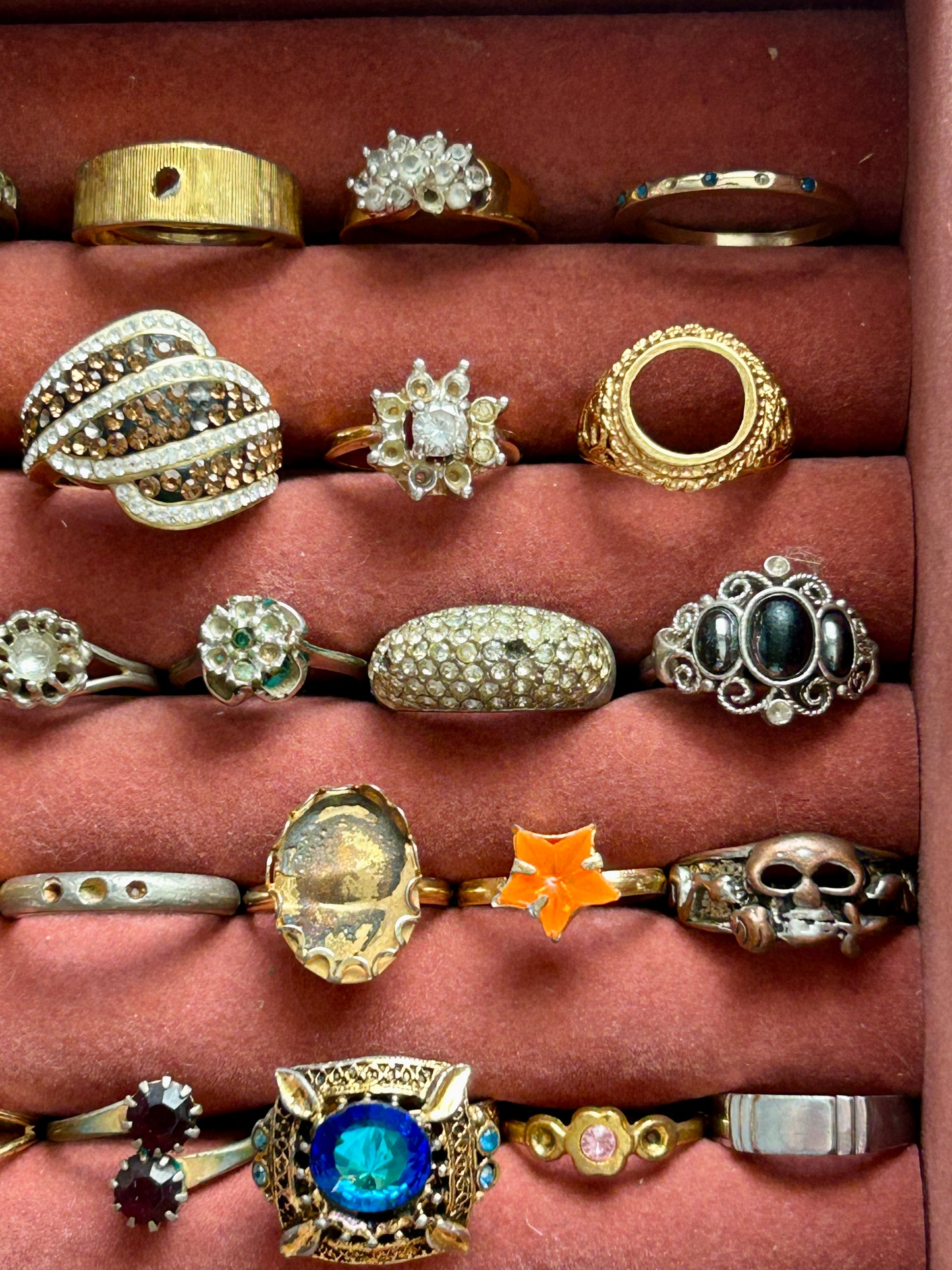 Vintage Lot Costume Fashion Cocktail Rings DAMAGED Harvest Rhinestone Craft