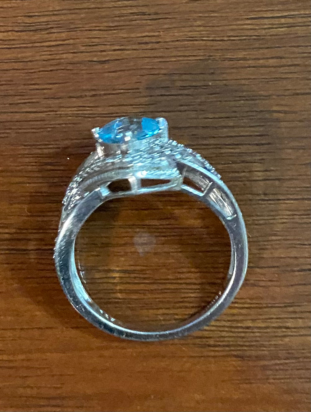 Designer JWBR Sterling Silver 925 Blue Topaz Ring Sz 6.75