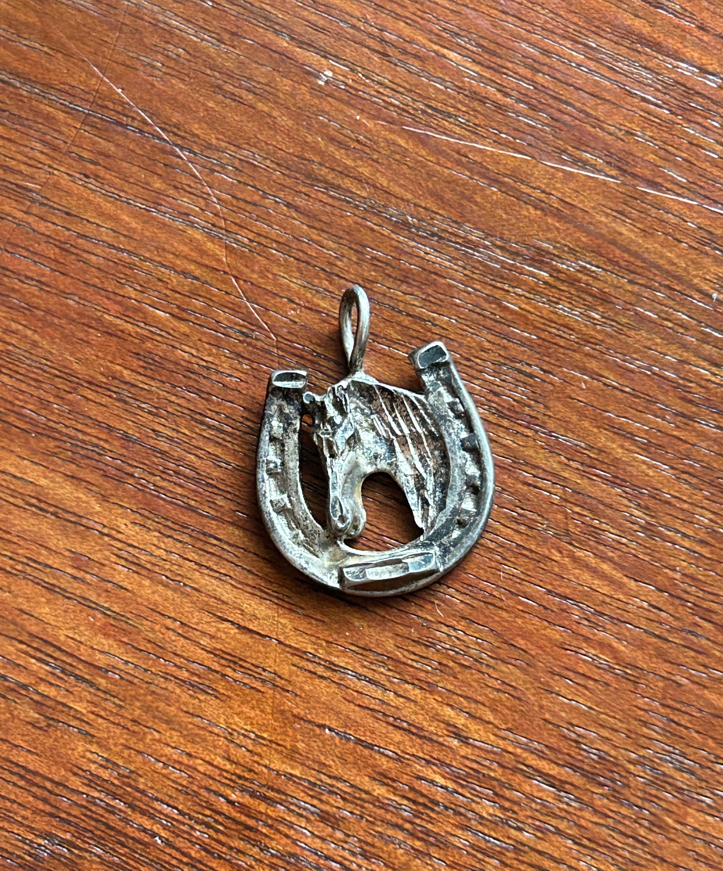 Sterling Silver 925 Horse Horseshoe Pendant Charm