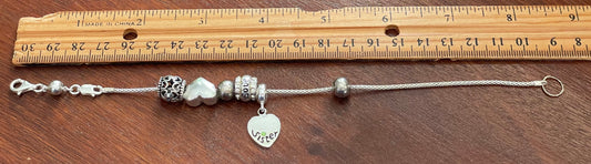 Sterling Silver 925 IBB Charm Bracelet Heart Sister Friendship
