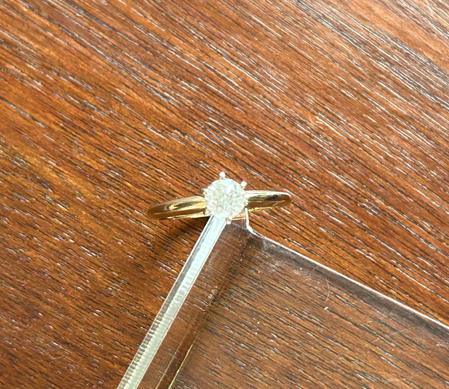 Vintage 14k Yellow Gold .46ct Round Diamond Solitaire Engagement Ring Sz 5.25