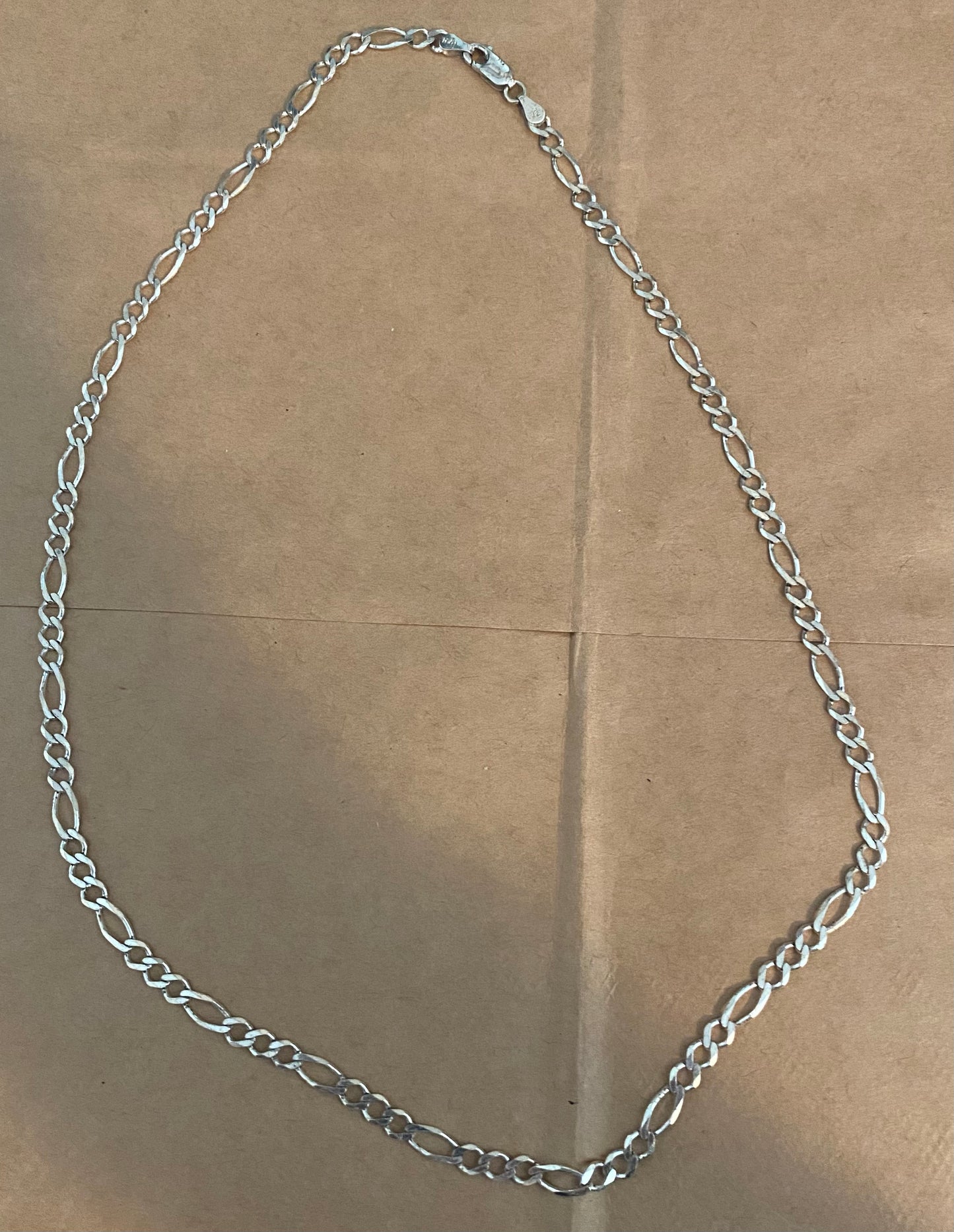 Sterling Silver 925 Flat Figaro Chain Link Necklace Wide