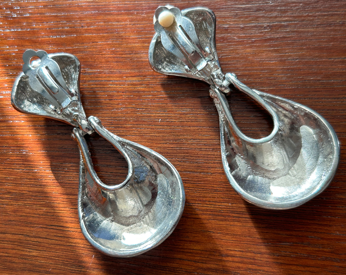 Vintage Silver Tone Chunky Door Knocker Earrings