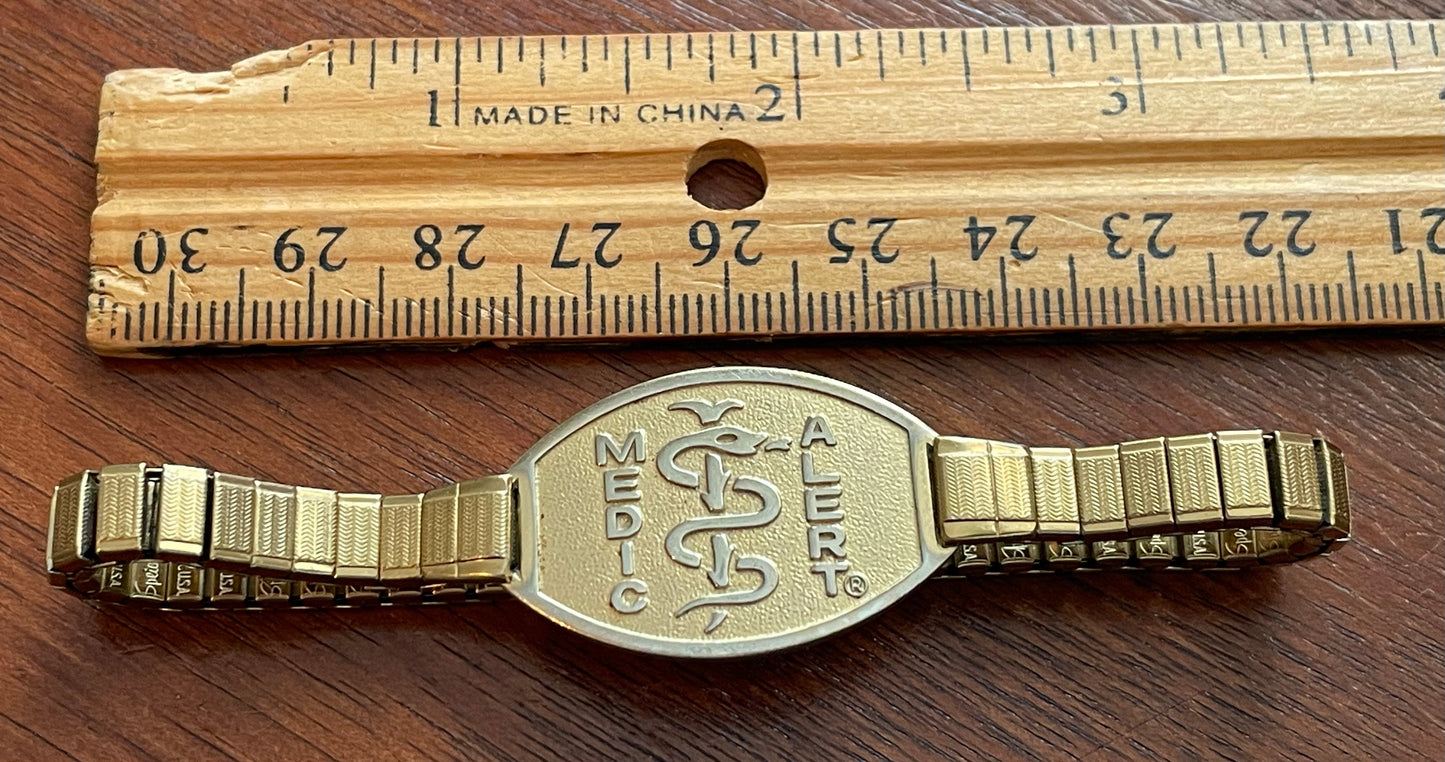 Vintage Gold Tone Medical Alert Bracelet