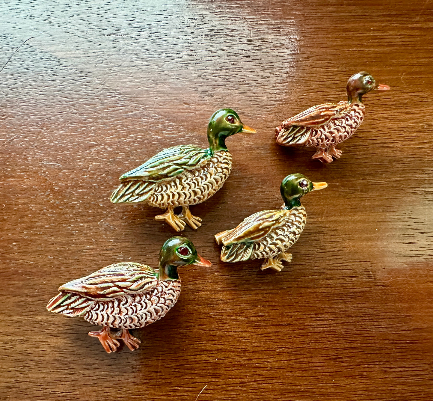 Vintage Lot of 4 Gerrys Signed Enamel Duck Mallard Brooch Lot