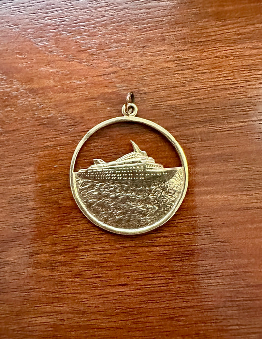 Vintage 10k Yellow Gold M/S Starward Souvenir Ship Charm Pendant Fob