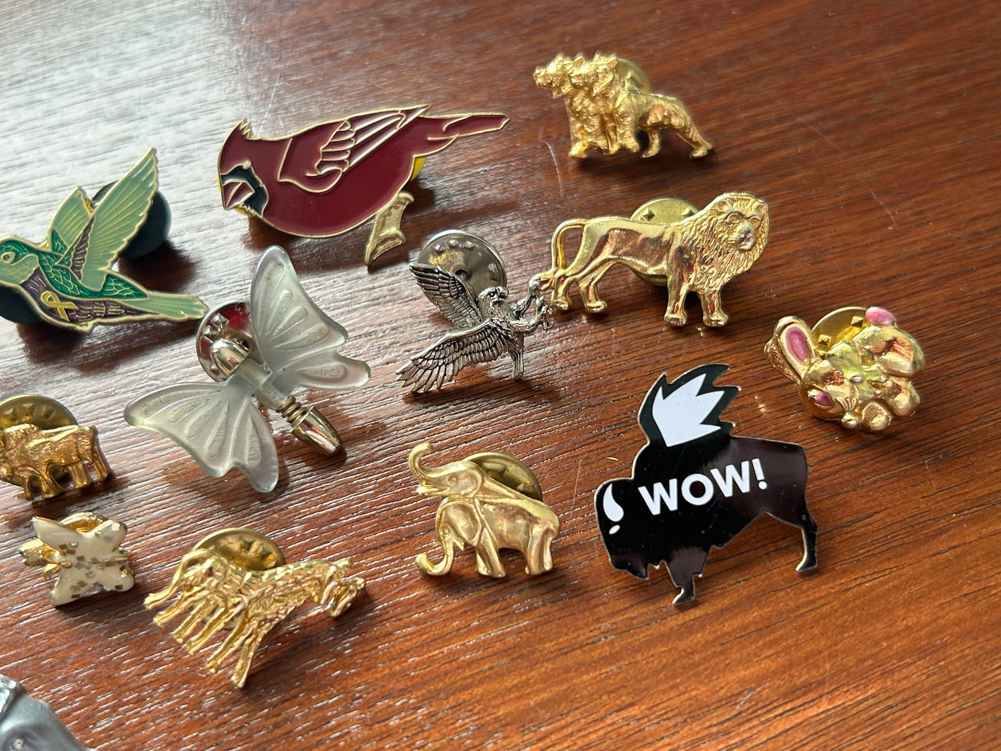 Vintage to Now Brooch Pins Pinback Lot Animals Butterflies Elephant Tigers Birds