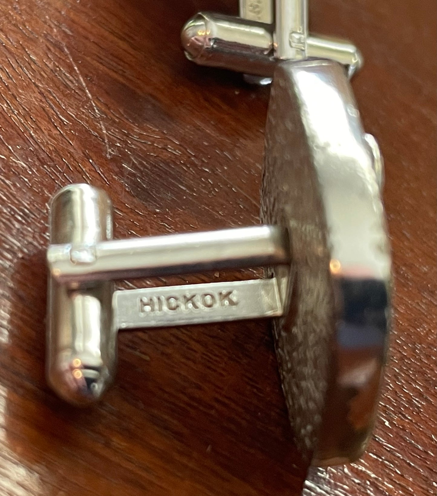 Vintage Hickok Silver Tone Black Pink Donkey Cuff Links