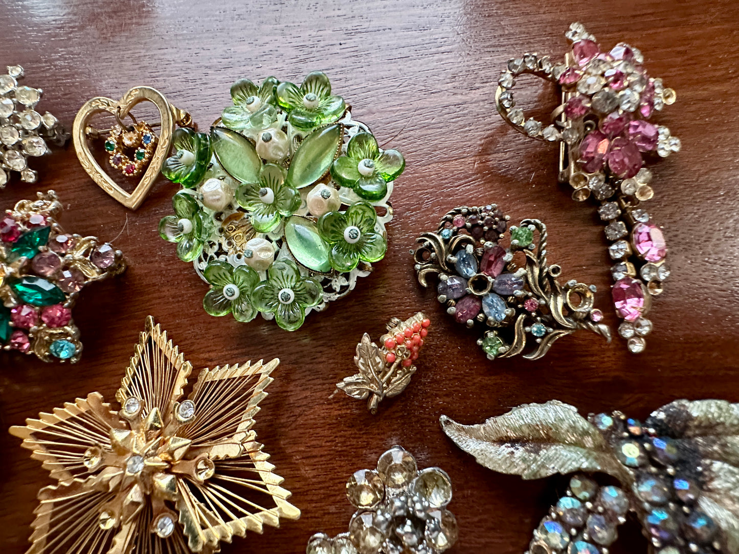 Vintage Brooch Harvest Craft Repair Lot Rhinestones Beads Florenza Art Napier