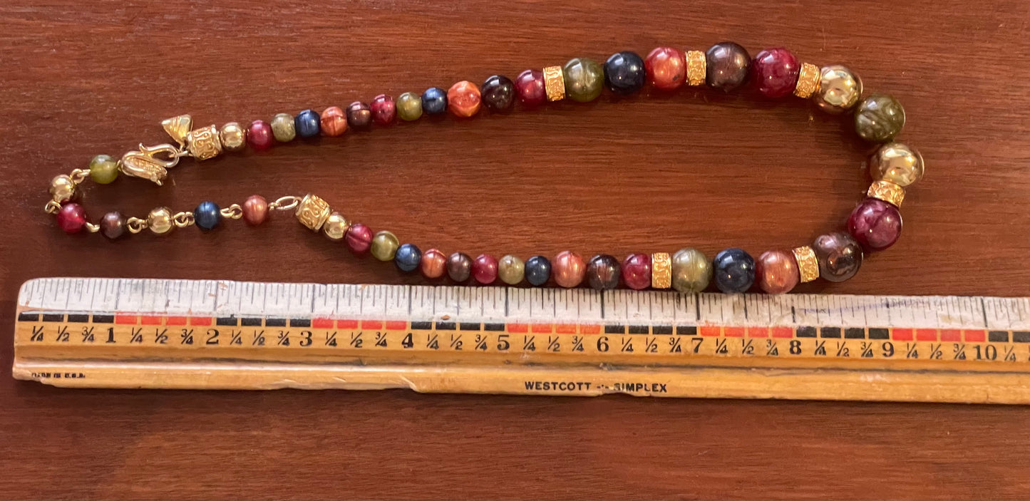 Vintage Liz Claiborne Multi Colored Bead Necklace