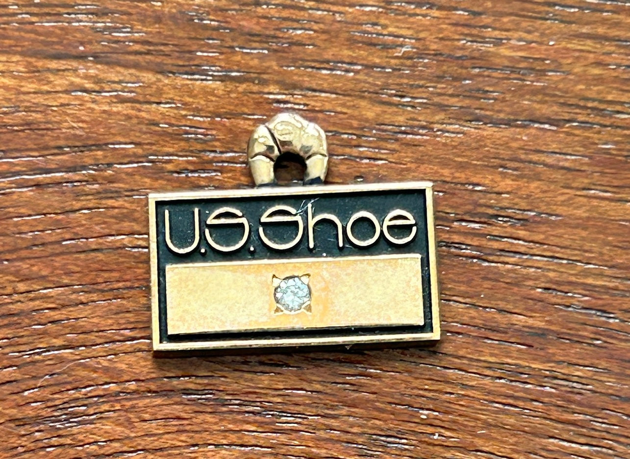 Vintage 1/10 10k Gold Filled US Shoe Pendant Charm Diamond Accents