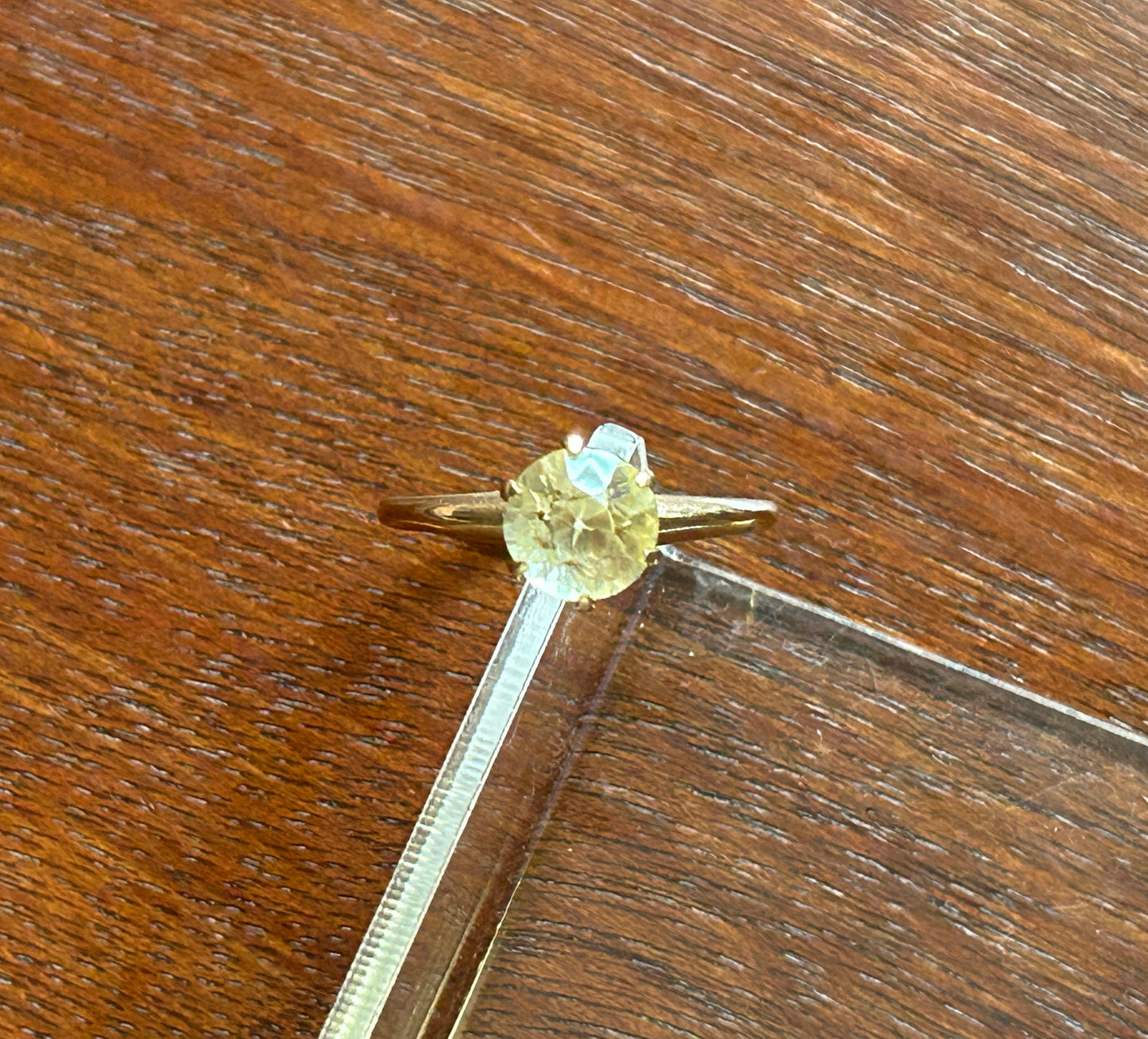 Vintage 10k Yellow Gold Yellow Stone Solitaire Ring Sz 7