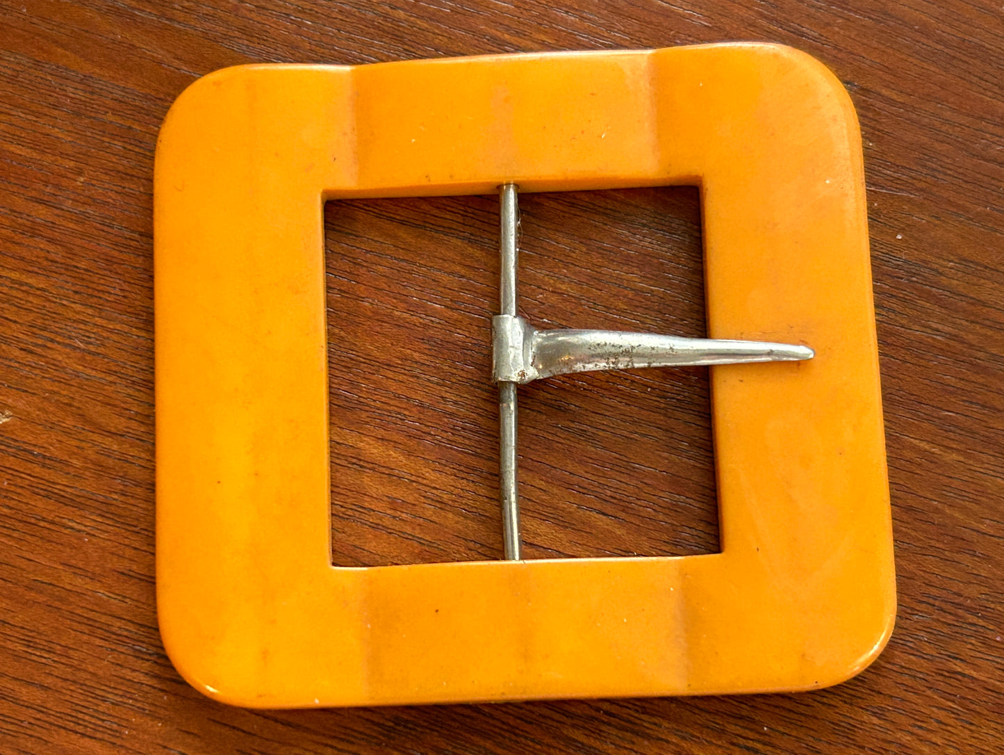 Vintage Butterscotch Bakelite Square Belt Buckle