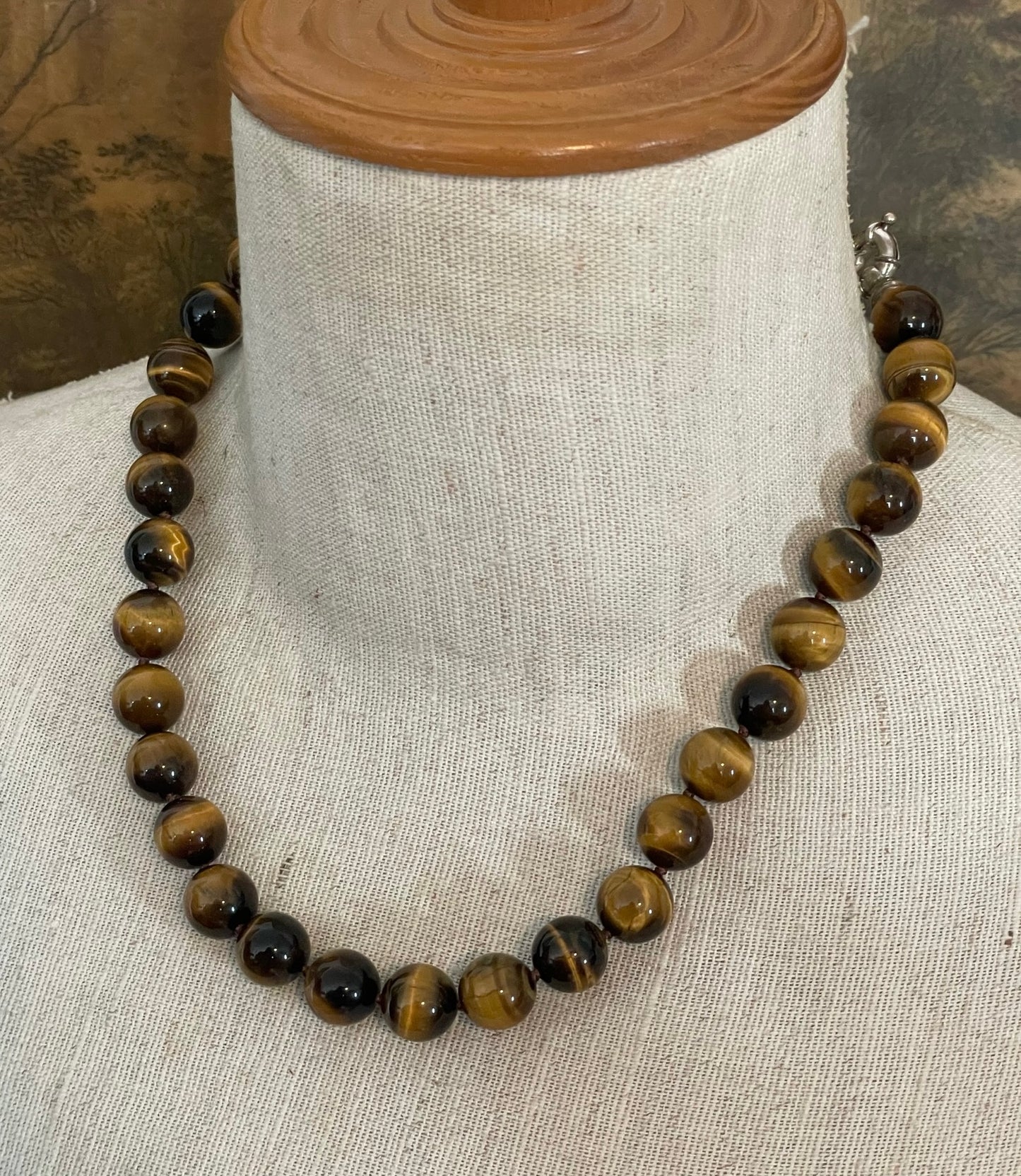 Whitney Kelly WK 925 Sterling Silver & Tiger Eye Beaded Ball 10mm Necklace 18"