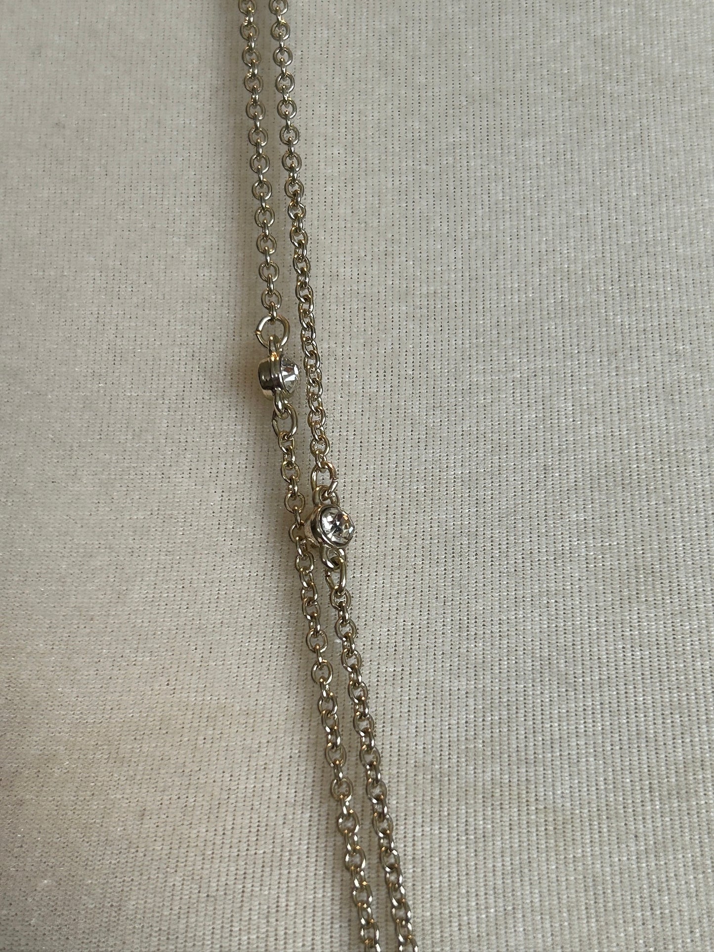 Ann Taylor Loft Silver Tone Chain Rhinestone Multistrand Necklace