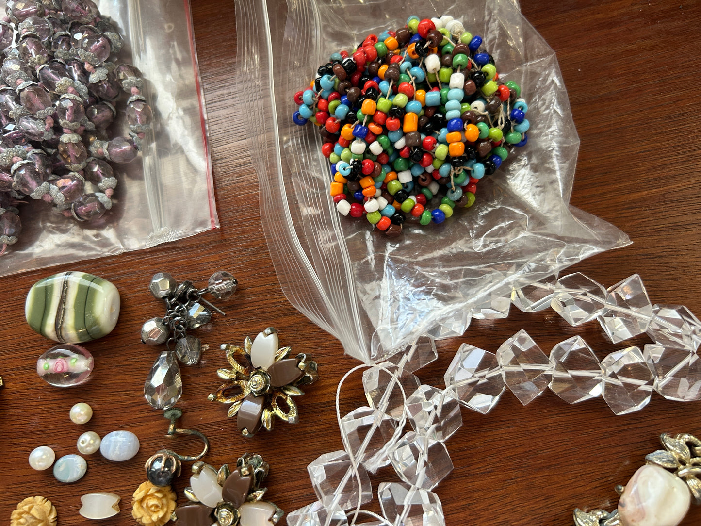 Jewelry Bead Lot Glass Seed Bead Thermoset Vintage Plastic Harvest Repair Crafts