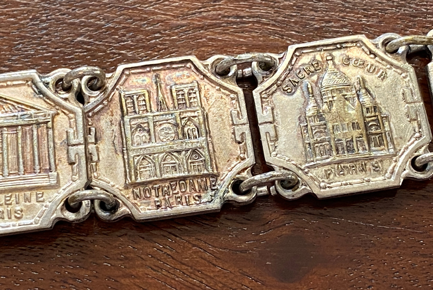 Vintage Sterling Silver 925 Paris France Souvenir Panel Bracelet Eifel Tower