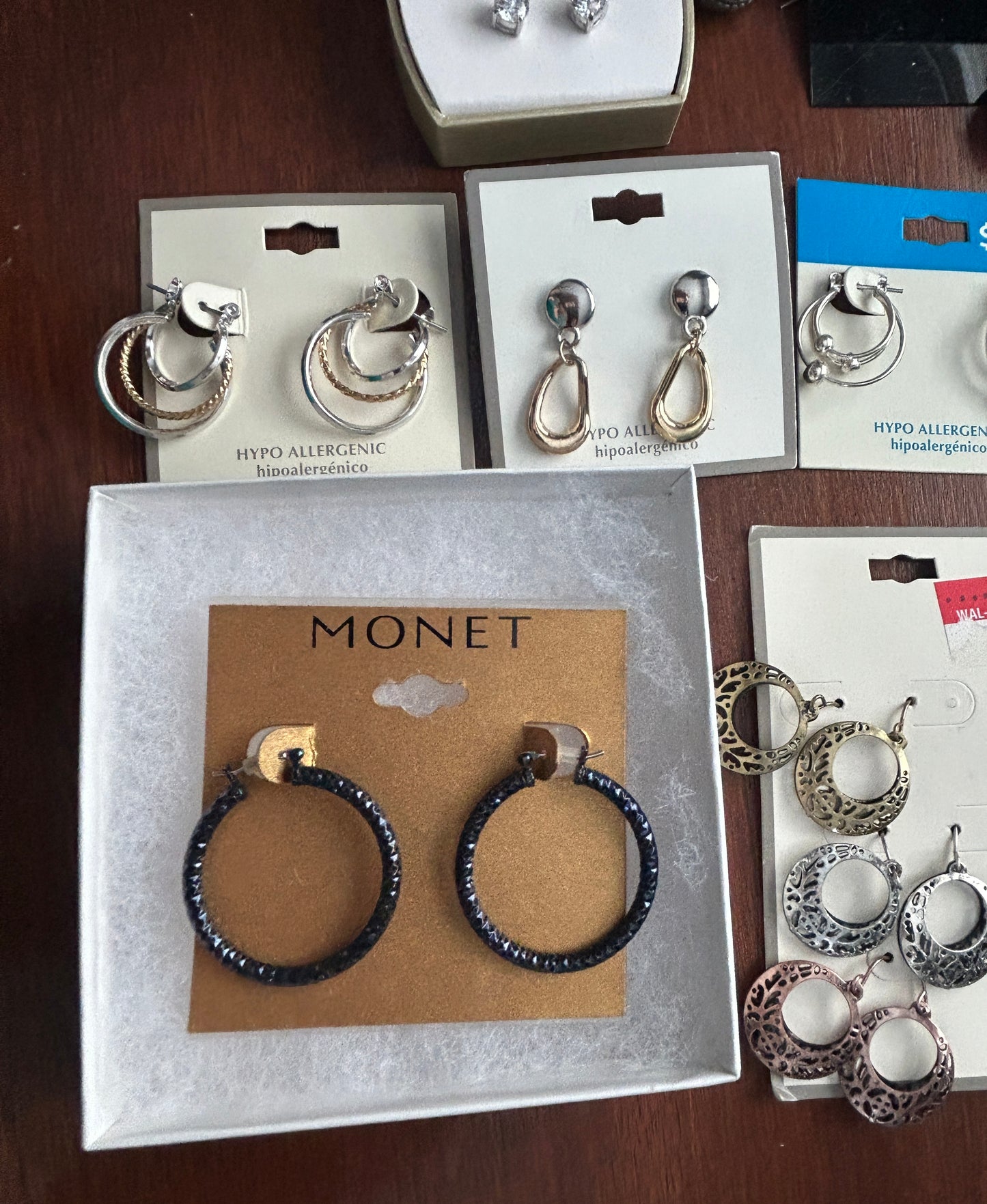 Contemporary Pierced Earring Lot Monet Black Gold Silver Tone Liz Clairborne