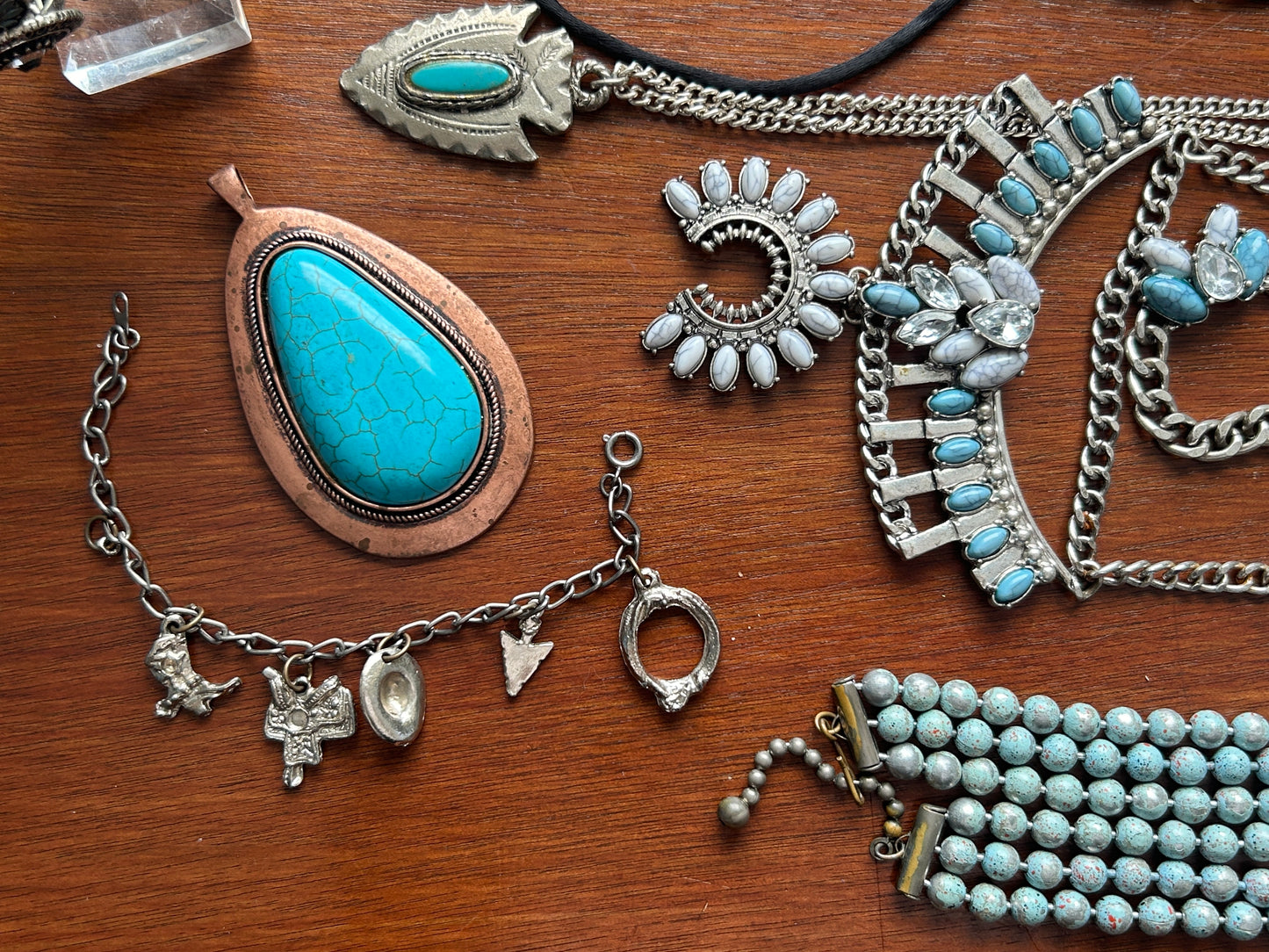 Vintage to Now Southwest Jewelry Lot Faux Turquoise Arrowhead Blue Necklaces