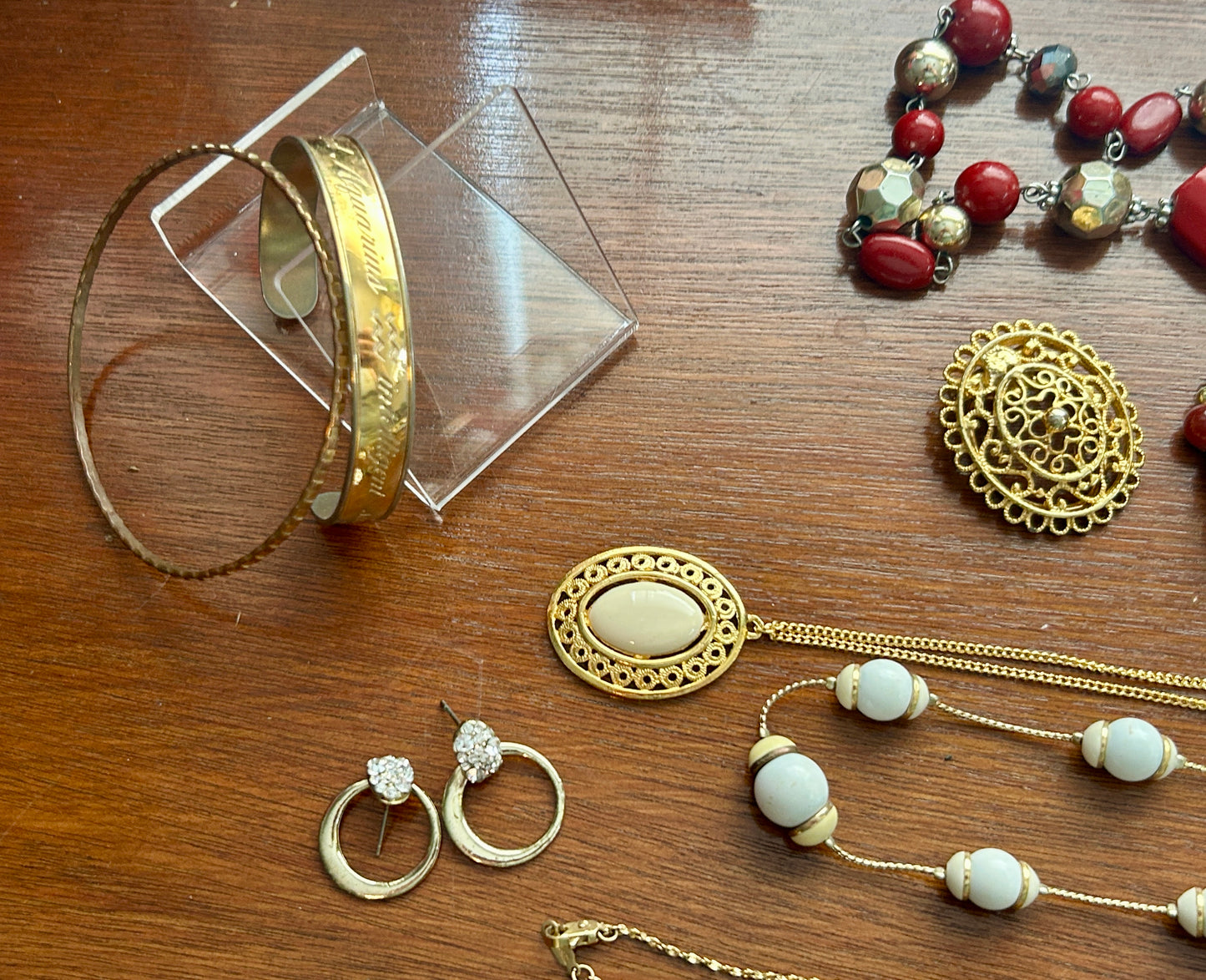 Vintage to Now Beaded Jewelry Lot Hoop Earrings Faux Pearl Bracelets Necklaces