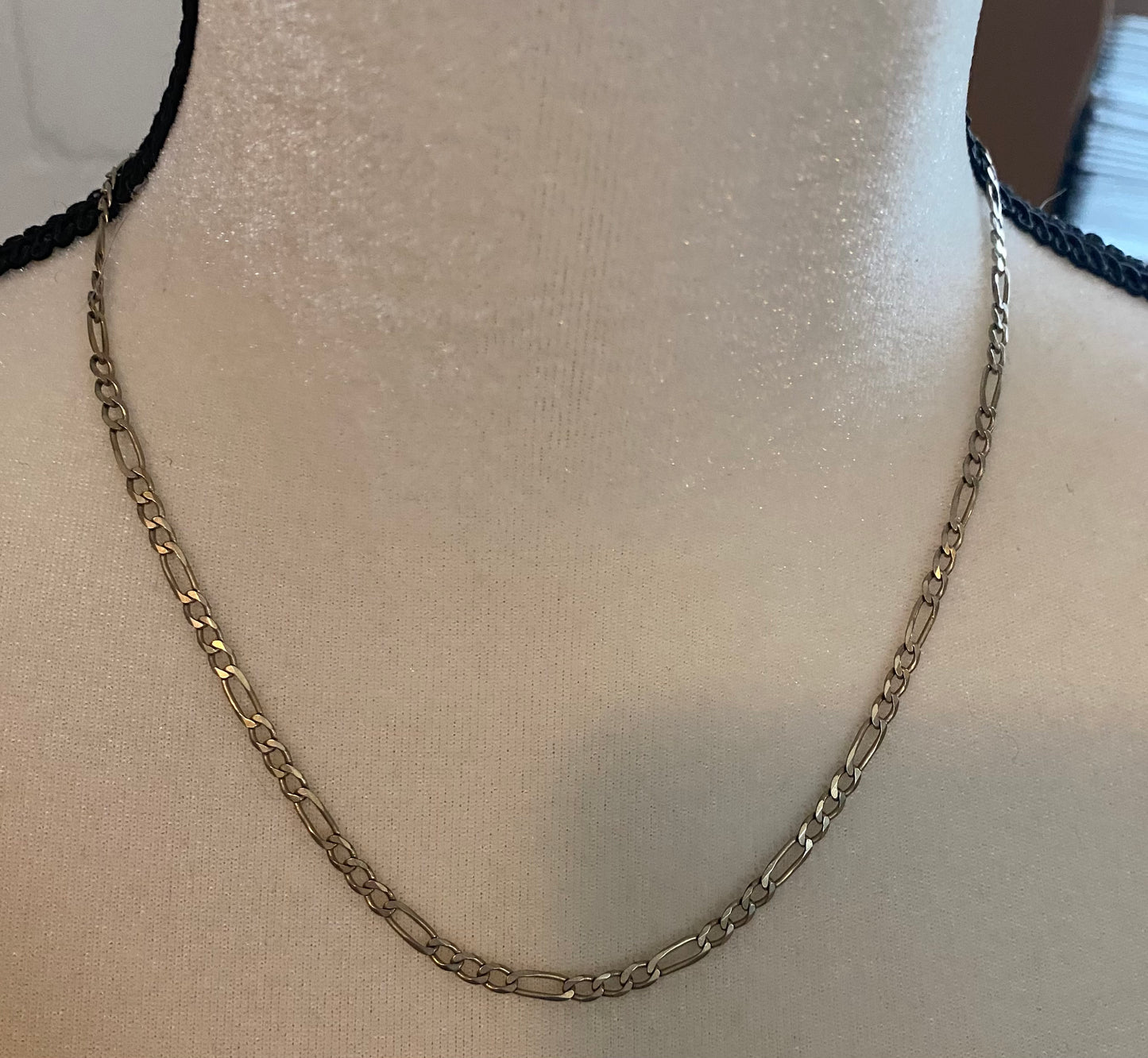 Sterling Silver 925 Flat Figaro Chain Link Necklace 18" Long x 3mm Wide