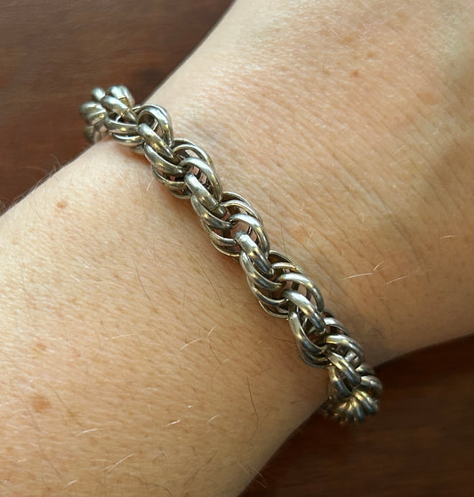 Vintage Silver Tone Chunky Chain Link Bracelet