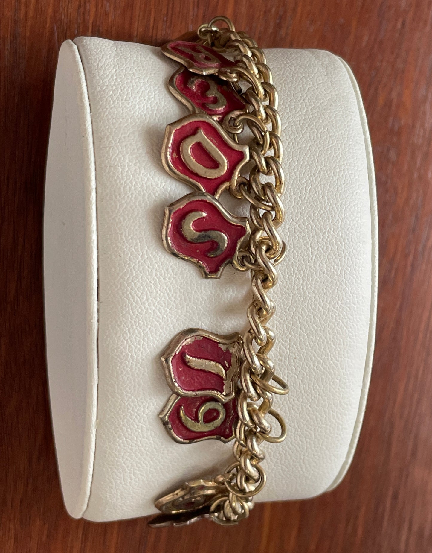 Vintage Gold Tone Reds 1969 Charm Bracelet