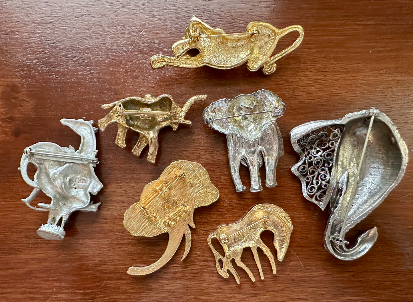 Vintage to Now Safari Jungle Theme Animal Brooch Pin Lot Elephant Some Signed