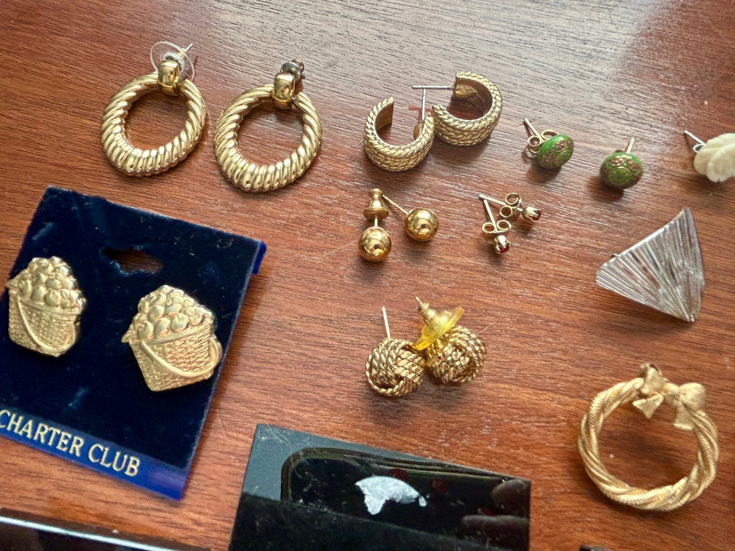 Lot of Vintage to Now Gold Silver Tone Pierced Earrings Napier Avon Knots Hoops