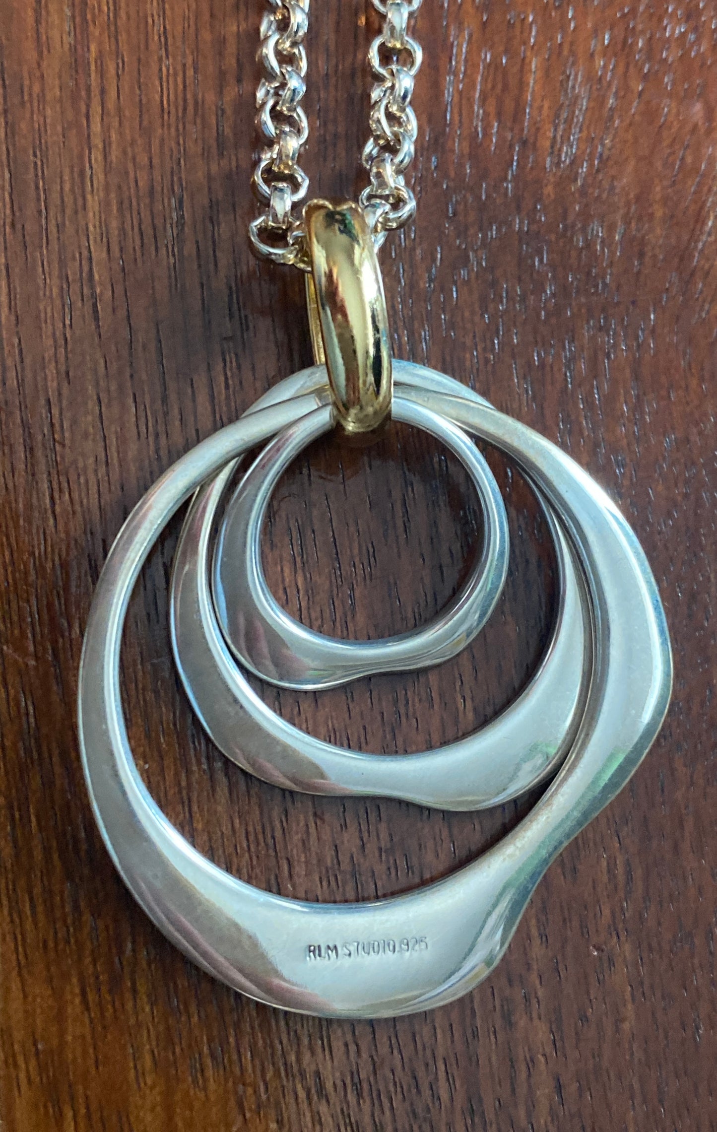 Robert Lee Morris RLM Studio Sterling Silver Brass Modern Pendant Necklace