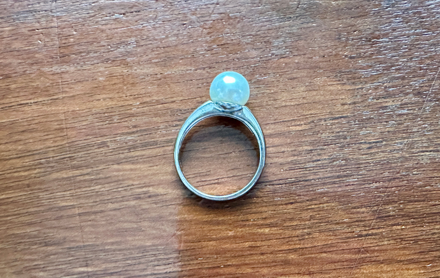 Sterling Silver 925 9mm Pearl Ring Sz 8 Modern Style